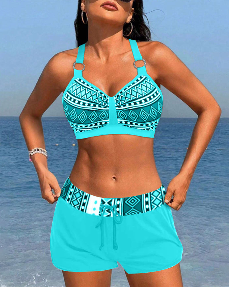 Salomea | Bikini z wysokim stanem i geometrycznym nadrukiem