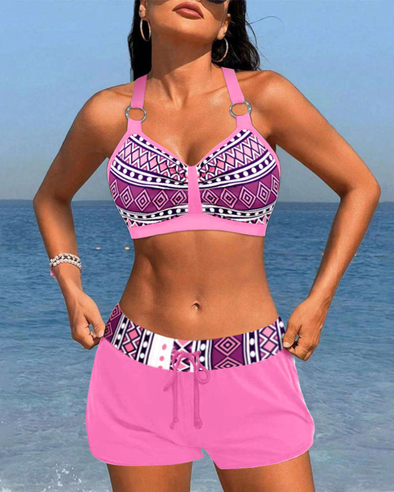 Salomea | Bikini z wysokim stanem i geometrycznym nadrukiem