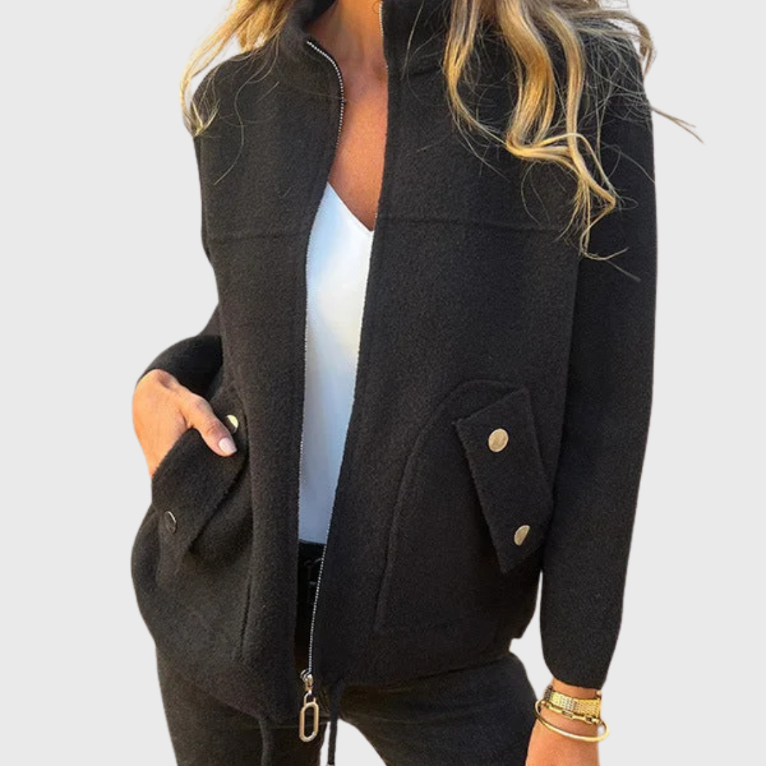 LALA | Stylowa kurtka z wysokim kołnierzem i kieszeniami