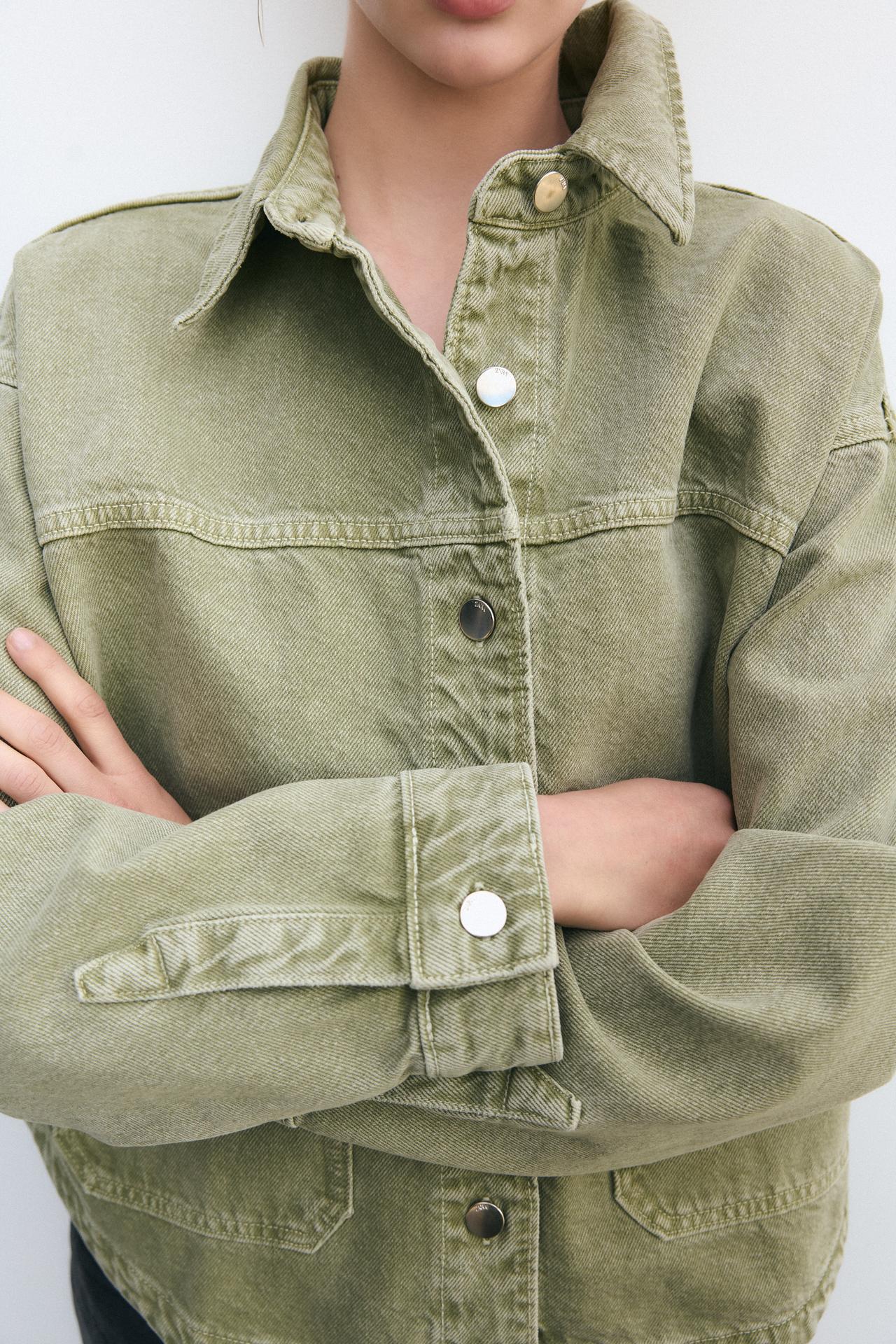 JULITA | Kurtka Jeansowa w Kolorze Khaki