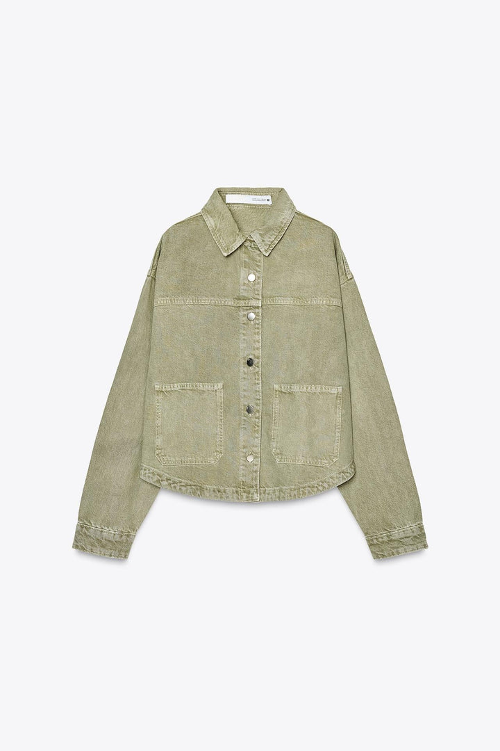 JULITA | Kurtka Jeansowa w Kolorze Khaki
