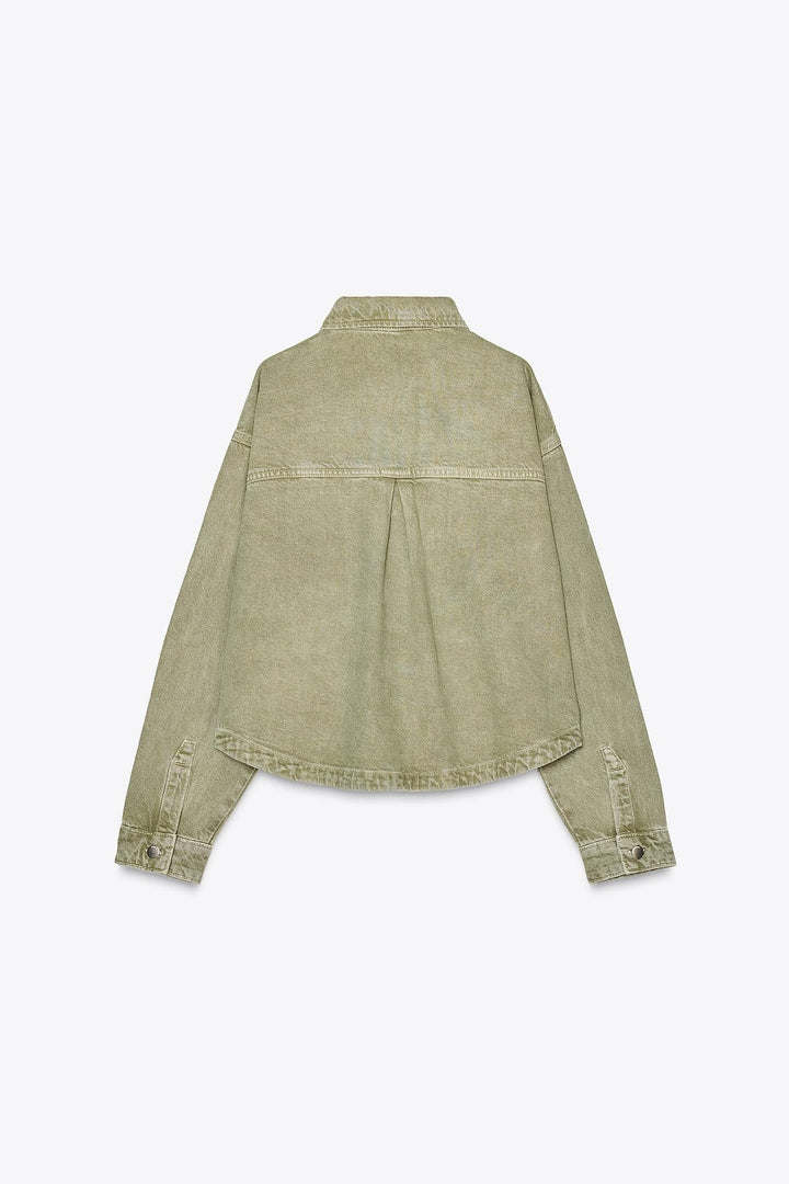 JULITA | Kurtka Jeansowa w Kolorze Khaki