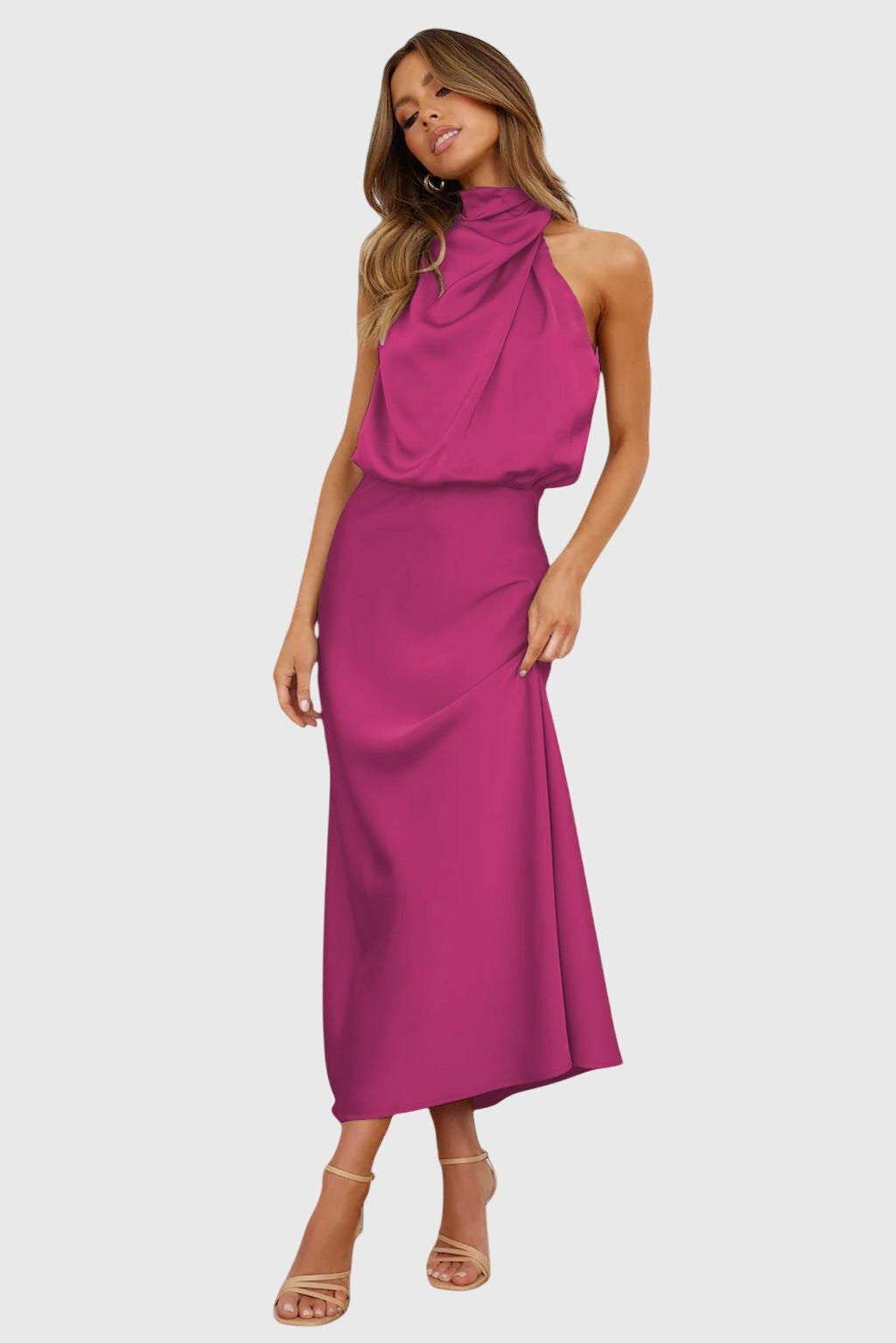 Ava™ | Glamourowy satynowy kombinezon