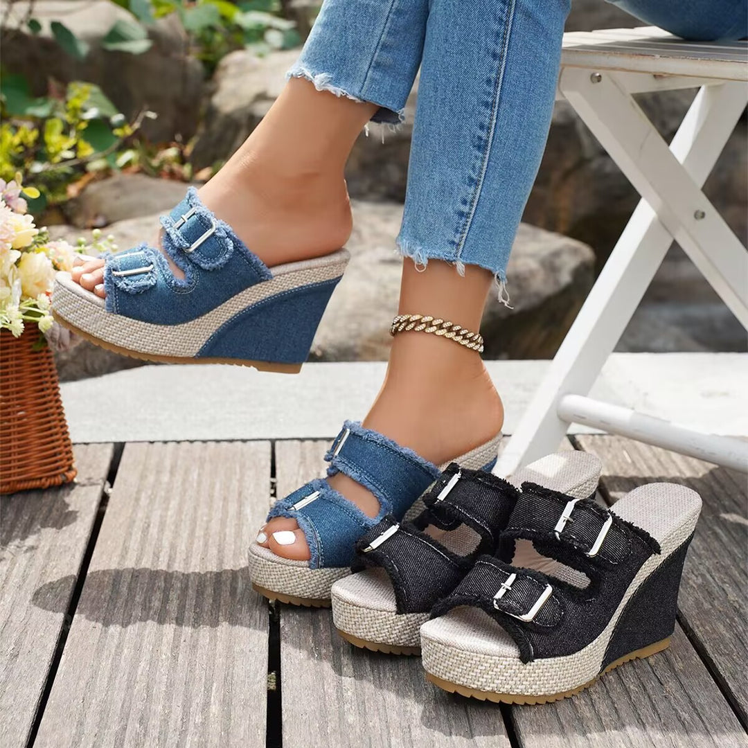 Kendra™ | Eleganckie Sandały Jeansowe na Platformie – Komfort i Styl na Lato