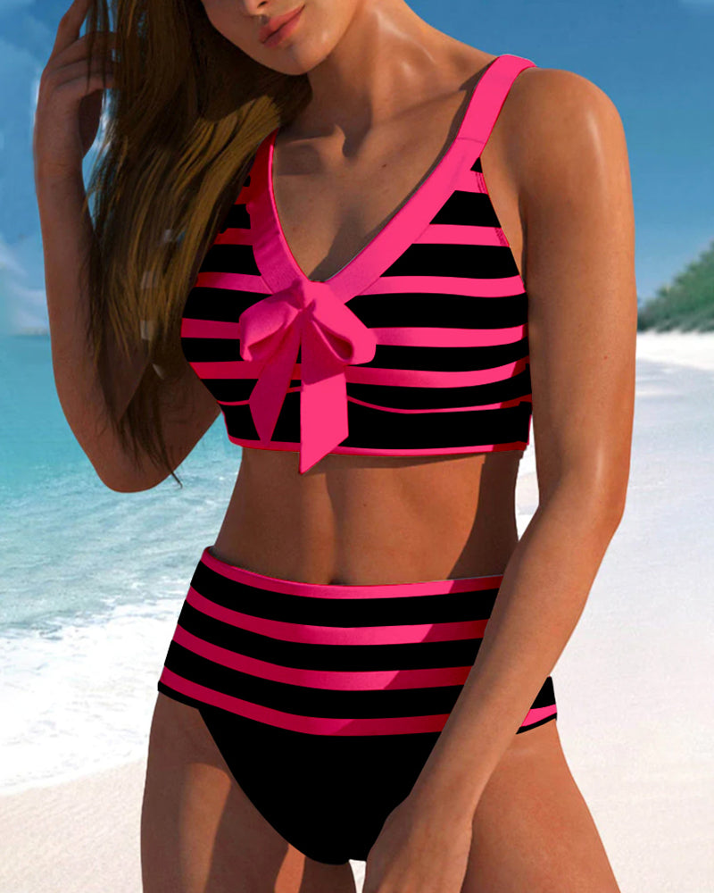 Roksana | Pasiaste bikini z wysokim stanem