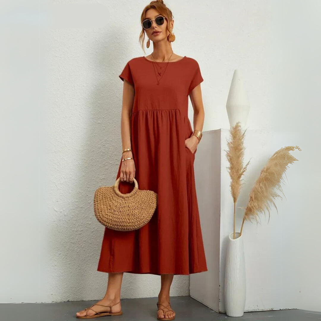 Isamene | 100% Czysta Bawełna Casual Midi Sukienka