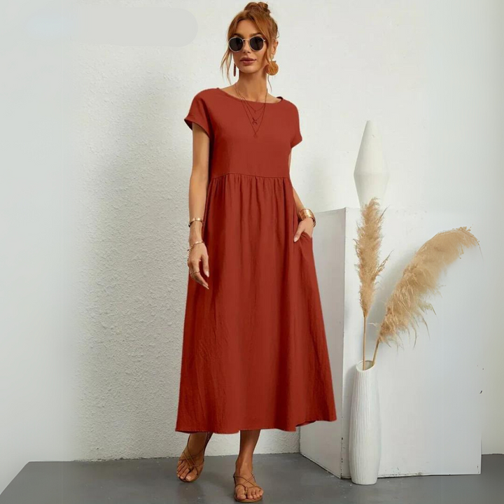 Isamene | 100% Czysta Bawełna Casual Midi Sukienka
