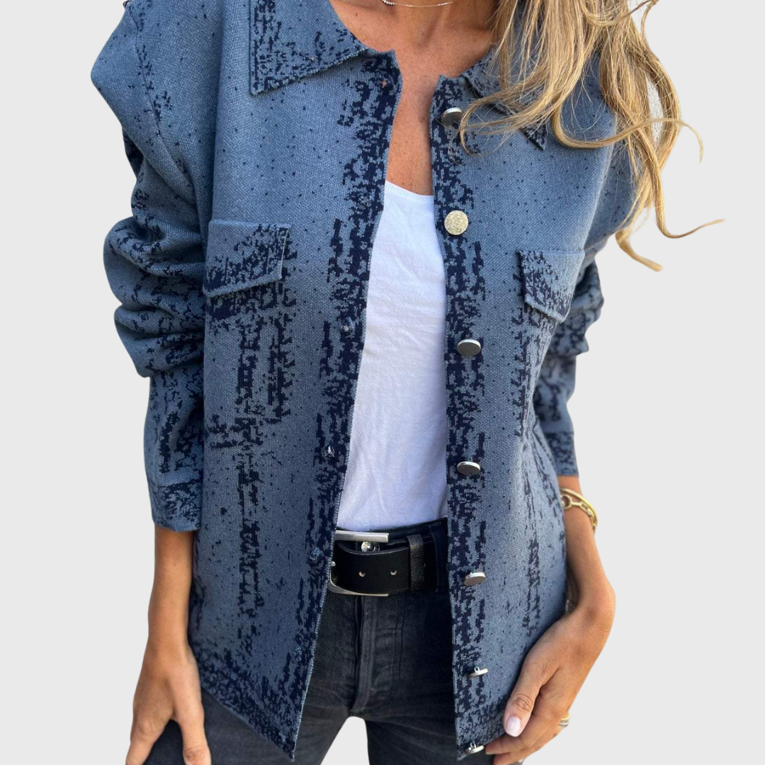 ALINA | Dzianinowa Kurtka z Fakturą i Guzikami