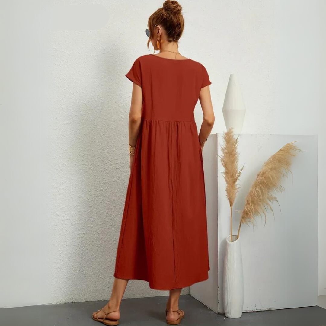 Isamene | 100% Czysta Bawełna Casual Midi Sukienka