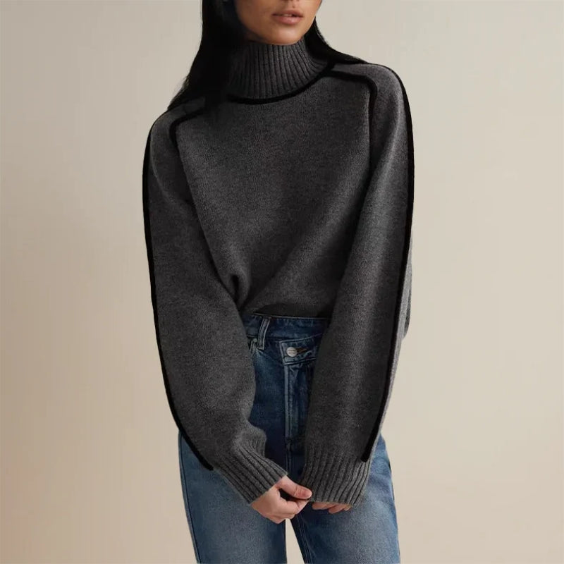 Genowefa - Elegancki Sweter z Dużym Golfem