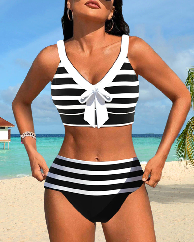 Roksana | Pasiaste bikini z wysokim stanem