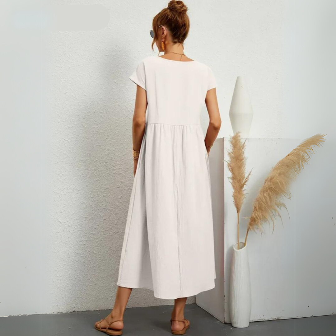 Isamene | 100% Czysta Bawełna Casual Midi Sukienka