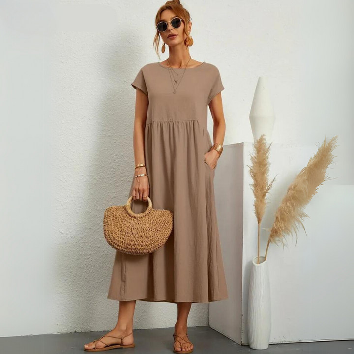 Isamene | 100% Czysta Bawełna Casual Midi Sukienka