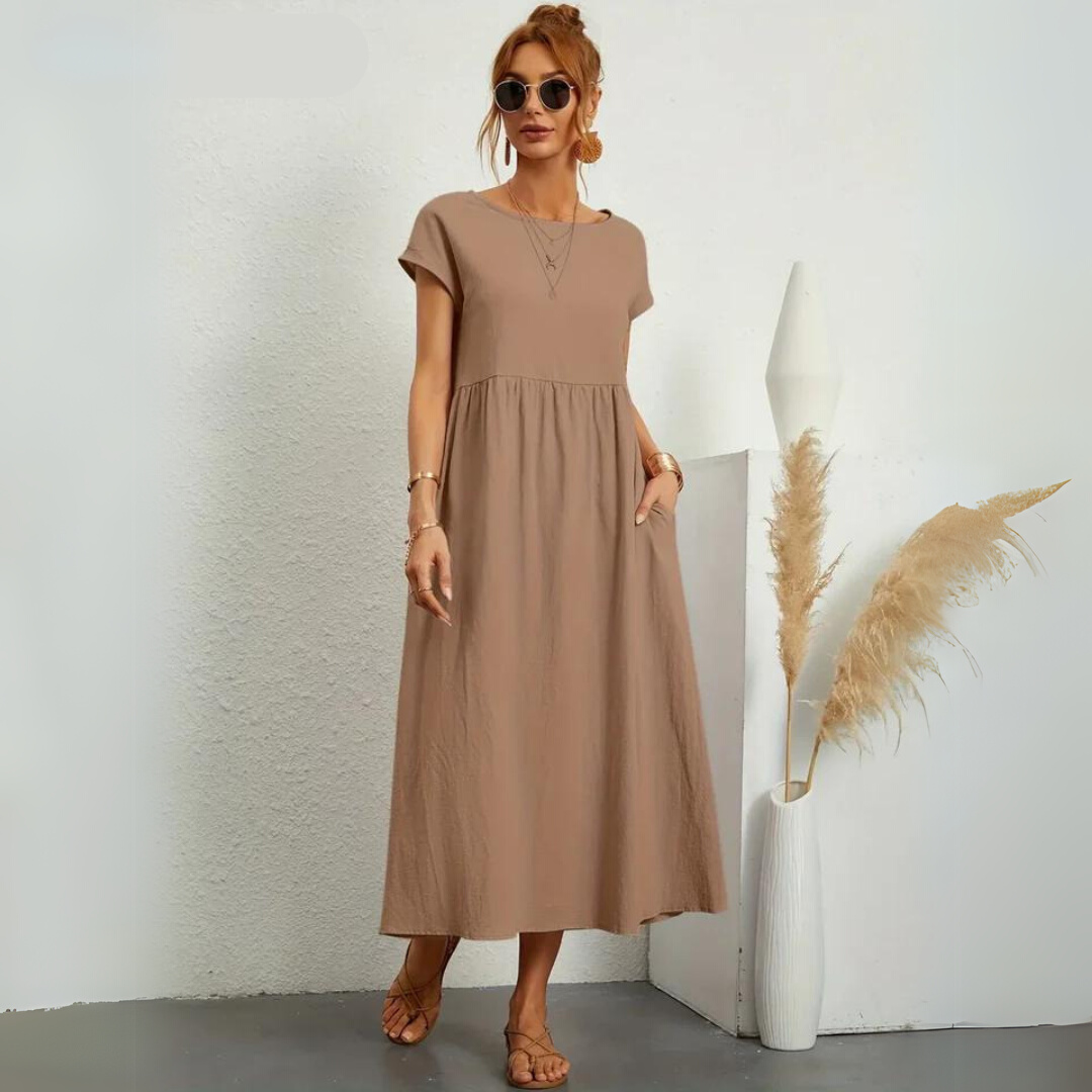 Isamene | 100% Czysta Bawełna Casual Midi Sukienka