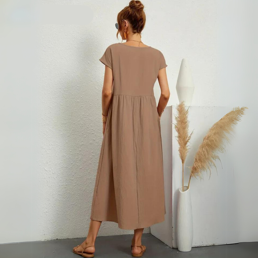 Isamene | 100% Czysta Bawełna Casual Midi Sukienka