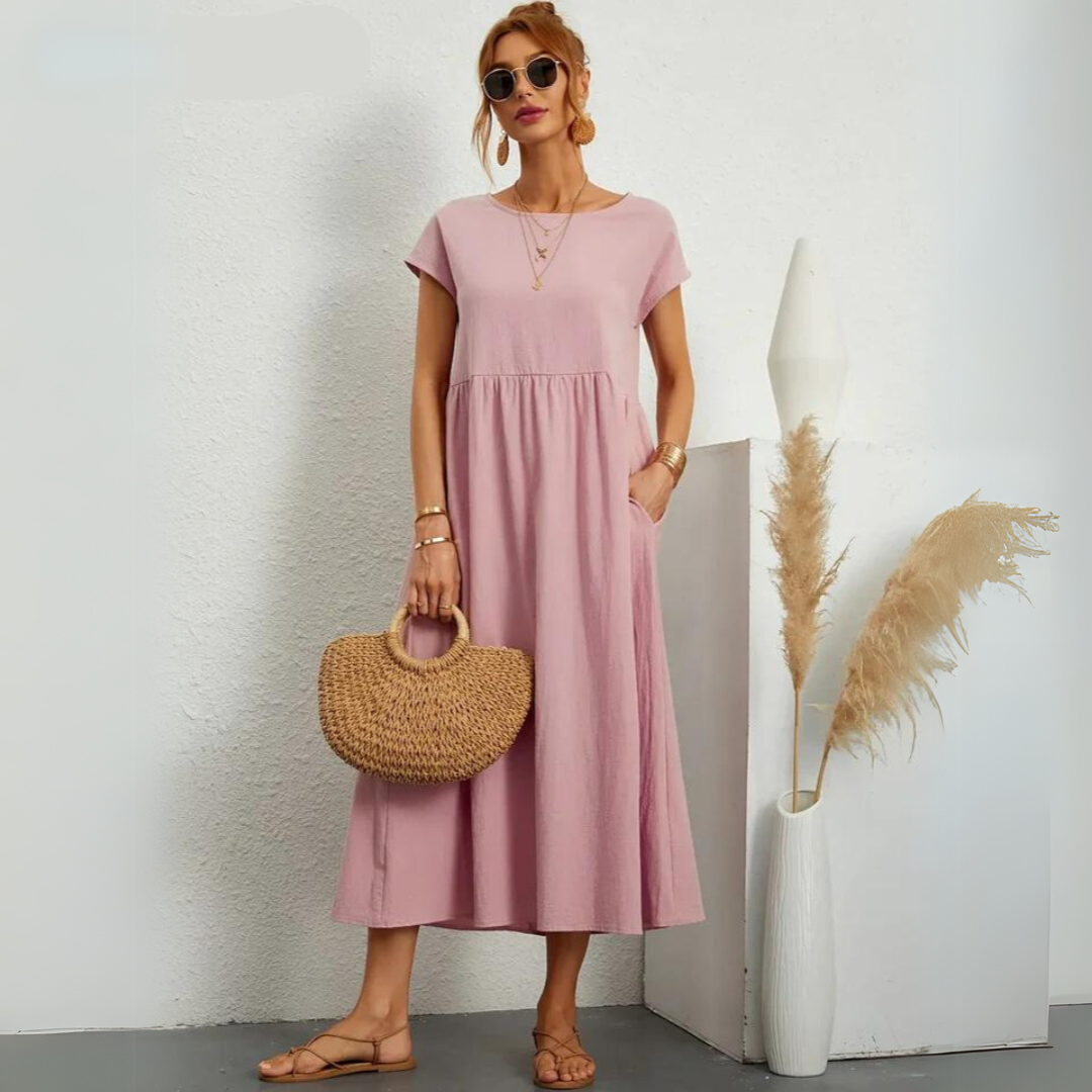 Isamene | 100% Czysta Bawełna Casual Midi Sukienka