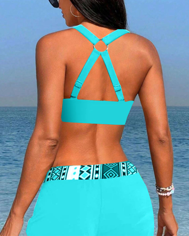 Salomea | Bikini z wysokim stanem i geometrycznym nadrukiem