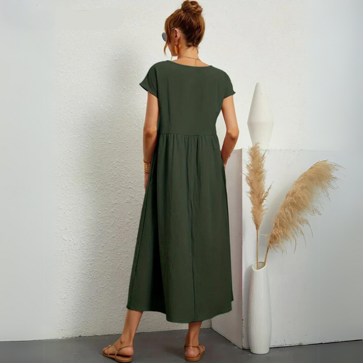 Isamene | 100% Czysta Bawełna Casual Midi Sukienka