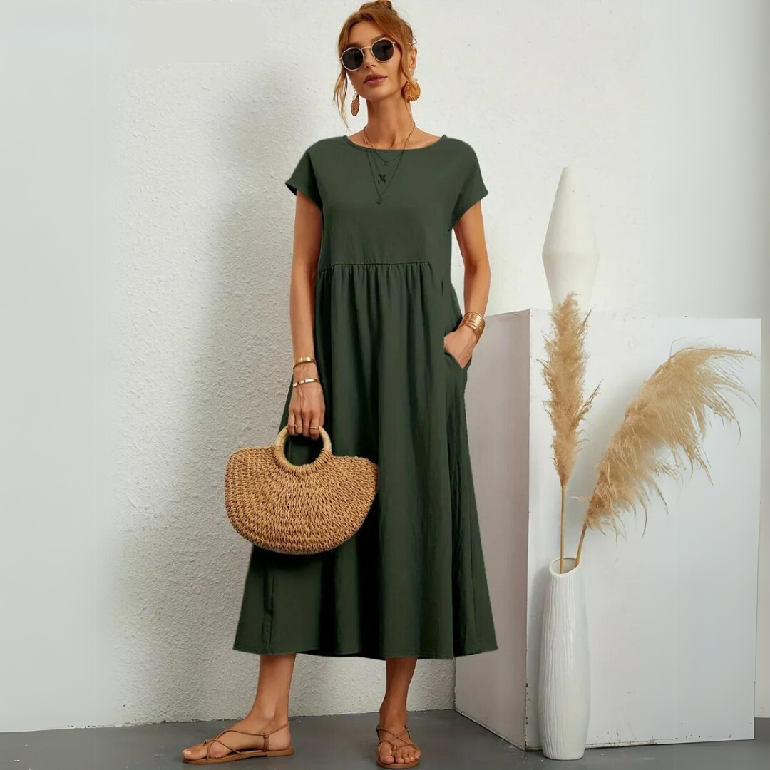 Isamene | 100% Czysta Bawełna Casual Midi Sukienka