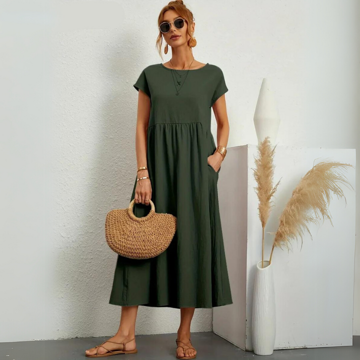 Isamene | 100% Czysta Bawełna Casual Midi Sukienka