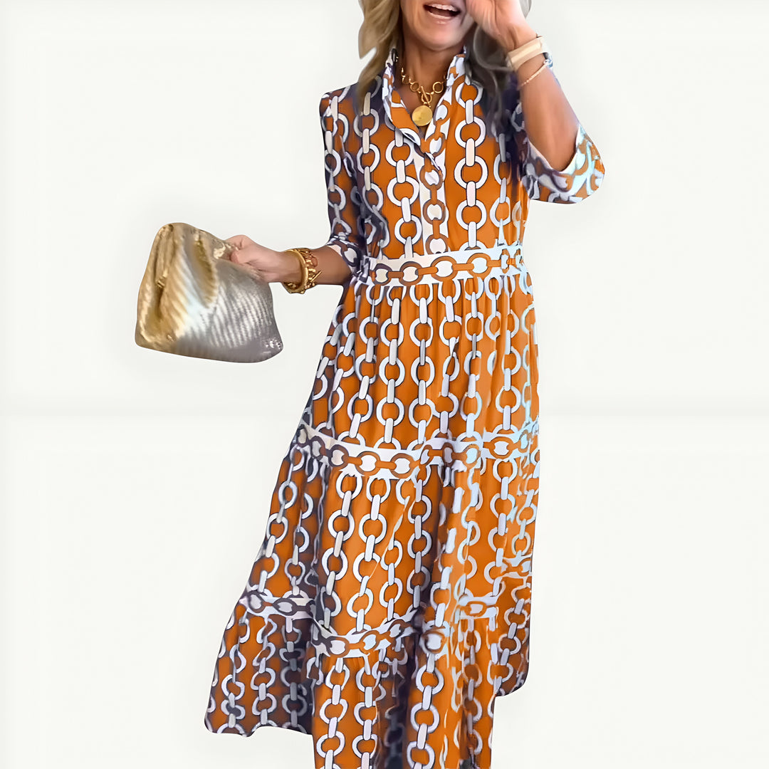 Zofia – Elegancka Midi Sukienka na Wieczór