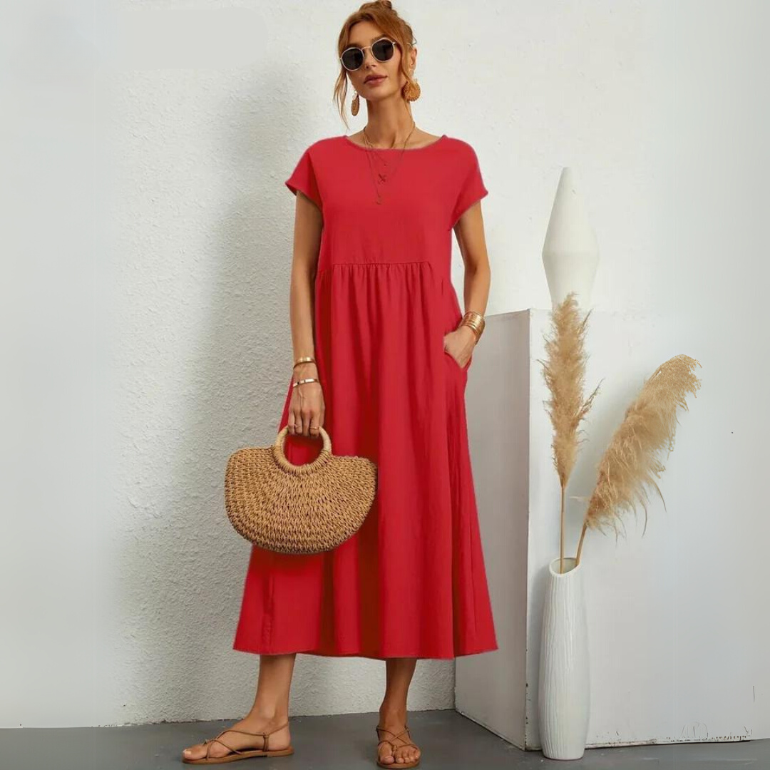 Isamene | 100% Czysta Bawełna Casual Midi Sukienka