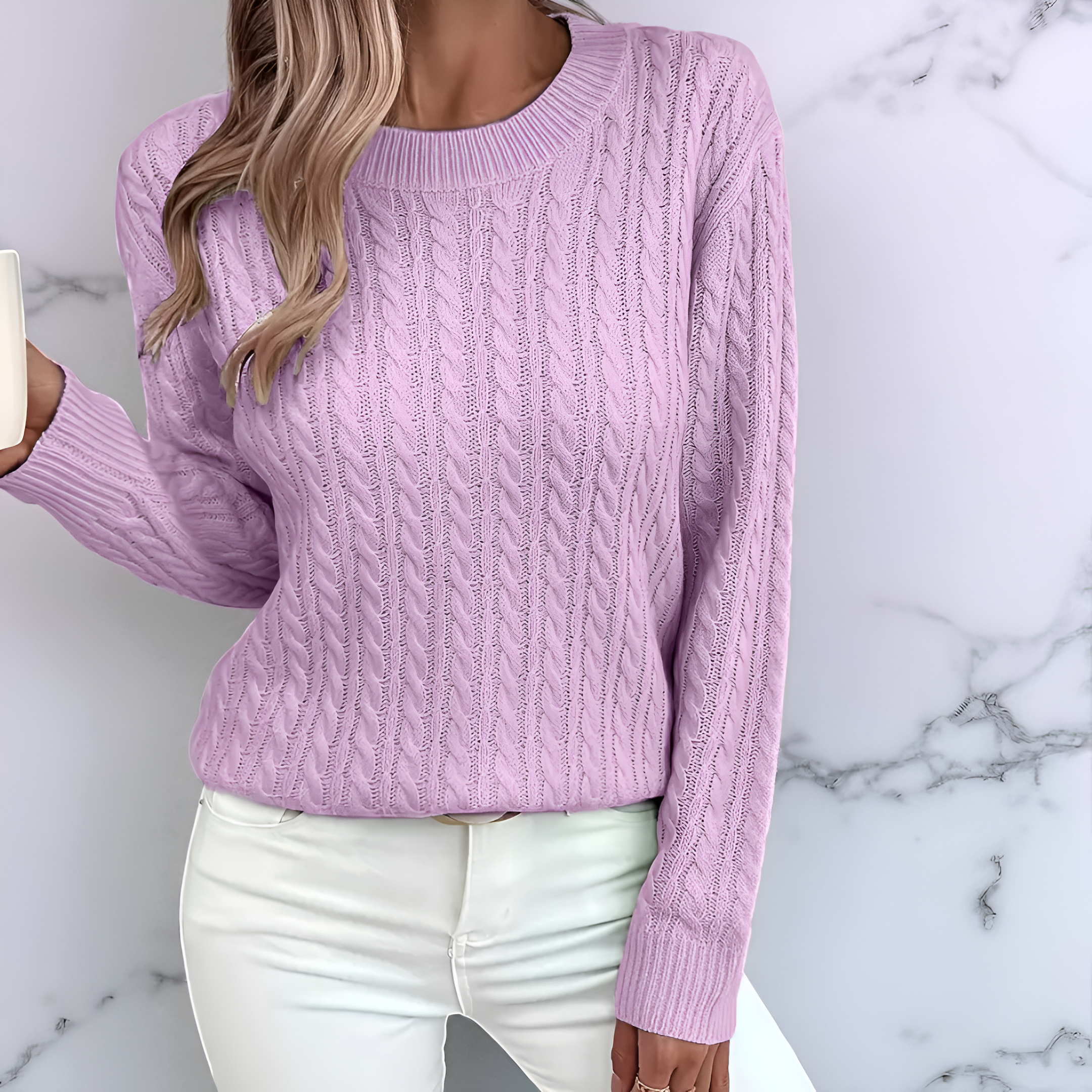 Olimpia – Sweter o Splocie Warkoczowym