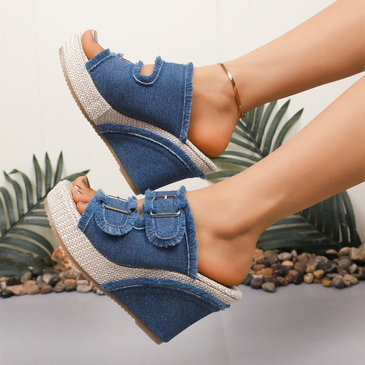 Kendra™ | Eleganckie Sandały Jeansowe na Platformie – Komfort i Styl na Lato