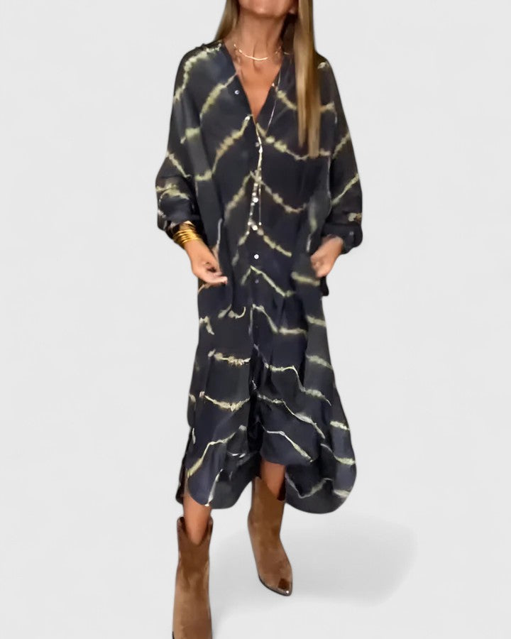 Amelie™ | Elegancka Boho Pasiasta Maxi Sukienka