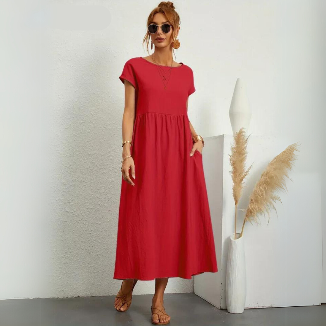 Isamene | 100% Czysta Bawełna Casual Midi Sukienka