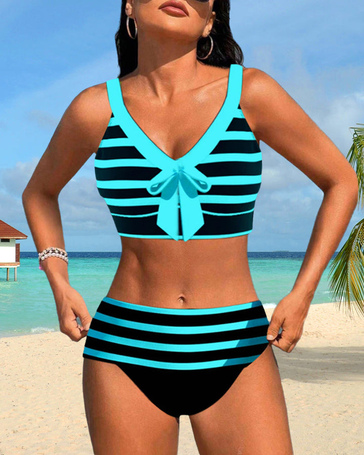Roksana | Pasiaste bikini z wysokim stanem