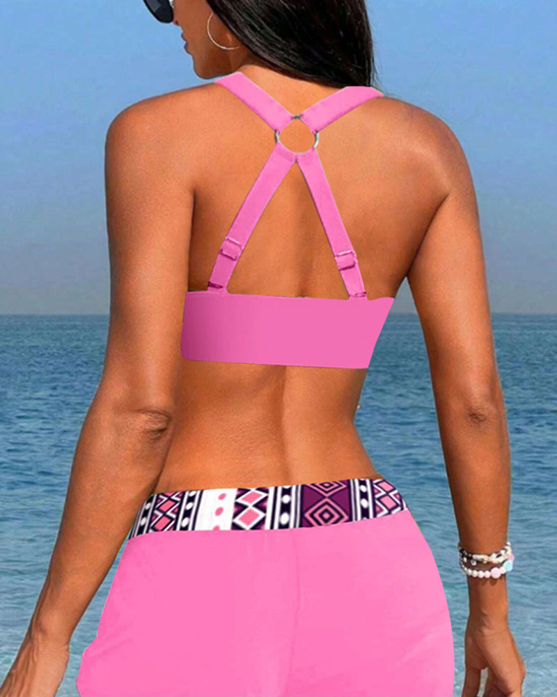 Salomea | Bikini z wysokim stanem i geometrycznym nadrukiem