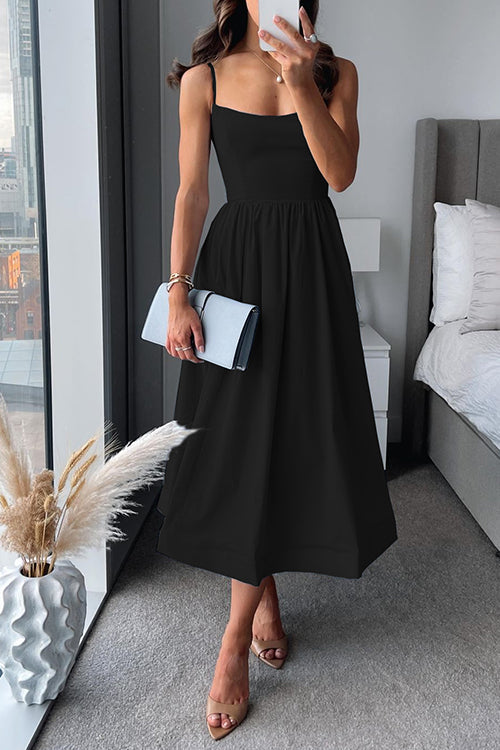 Celaine | Elegancka sukienka midi z ramiączkami