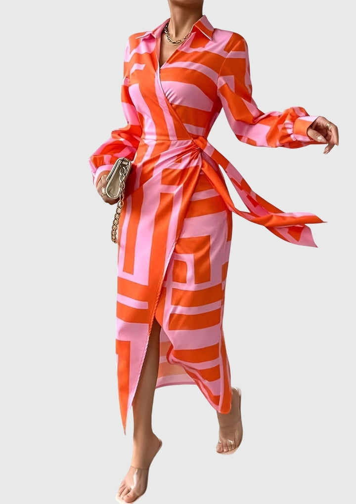 Everly™ | Stylowa Sukienka Kopertowa z Wzorem