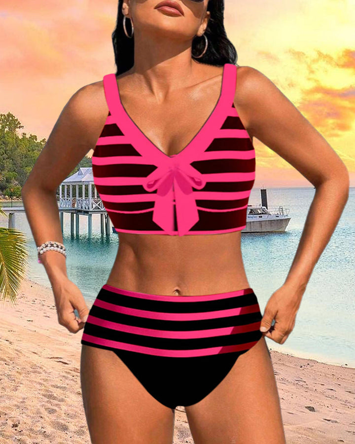 Roksana | Pasiaste bikini z wysokim stanem