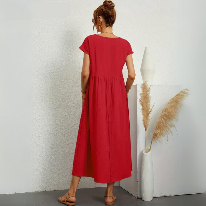 Isamene | 100% Czysta Bawełna Casual Midi Sukienka