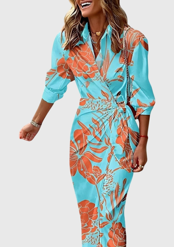 Everly™ | Stylowa Sukienka Kopertowa z Wzorem
