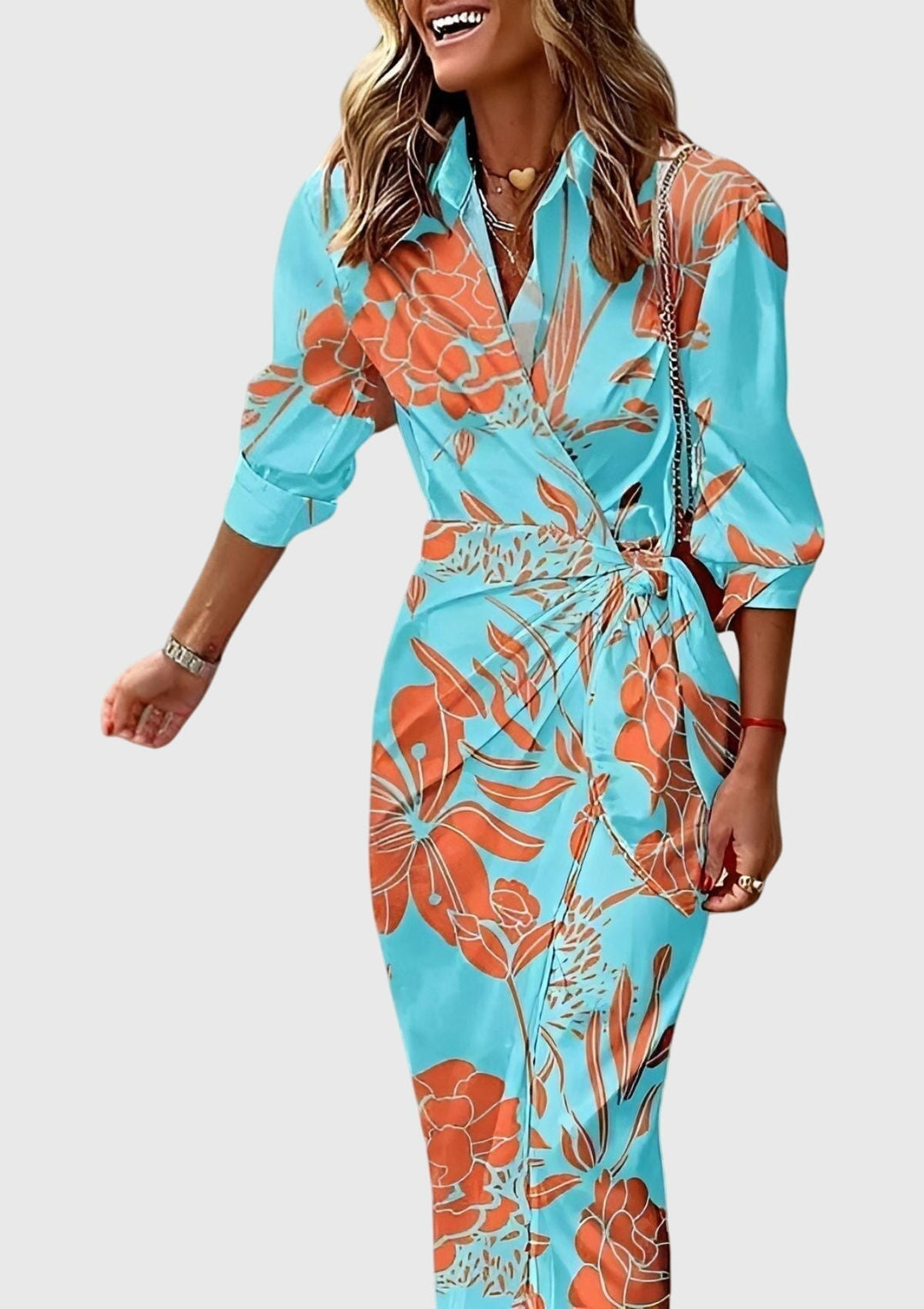 Everly™ | Stylowa Sukienka Kopertowa z Wzorem