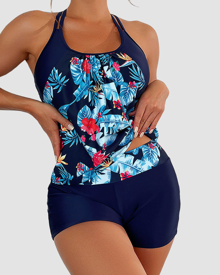 Tankini Kostiumy Kąpielowe z Kontrolą Brzucha Dwu Częściowy Bluzon