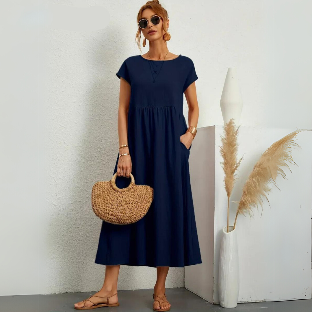 Isamene | 100% Czysta Bawełna Casual Midi Sukienka