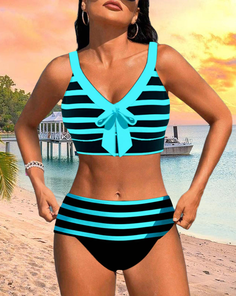 Roksana | Pasiaste bikini z wysokim stanem