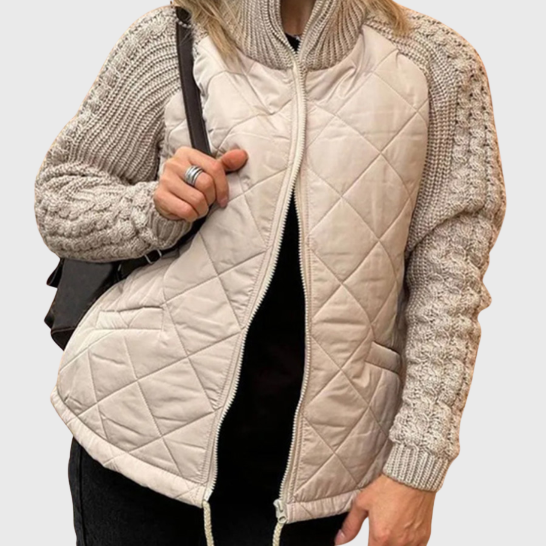 BELINA | Casualowa kurtka patchworkowa na zamek