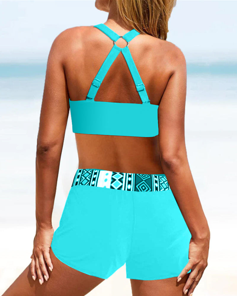 Salomea | Bikini z wysokim stanem i geometrycznym nadrukiem