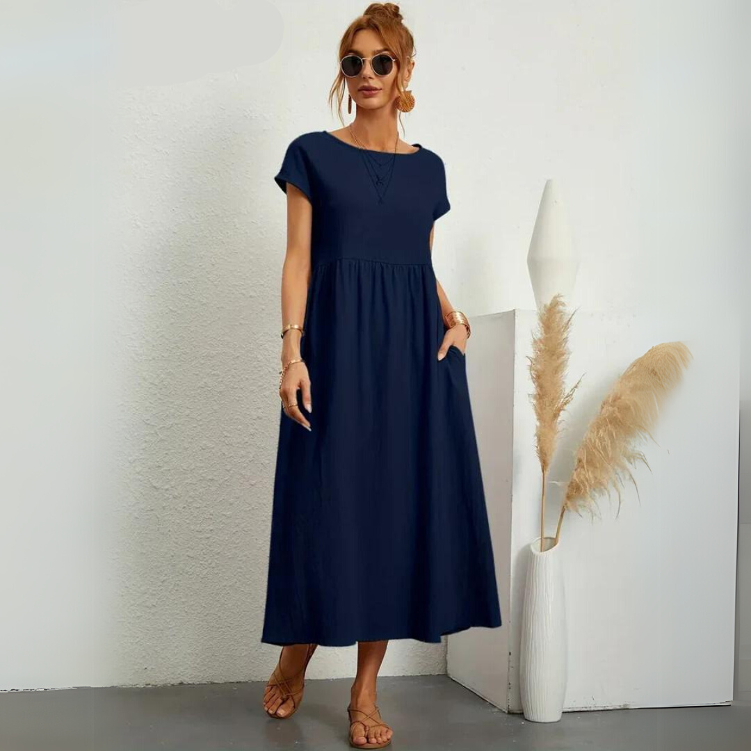 Isamene | 100% Czysta Bawełna Casual Midi Sukienka