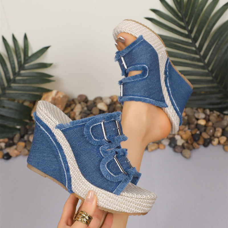 Kendra™ | Eleganckie Sandały Jeansowe na Platformie – Komfort i Styl na Lato