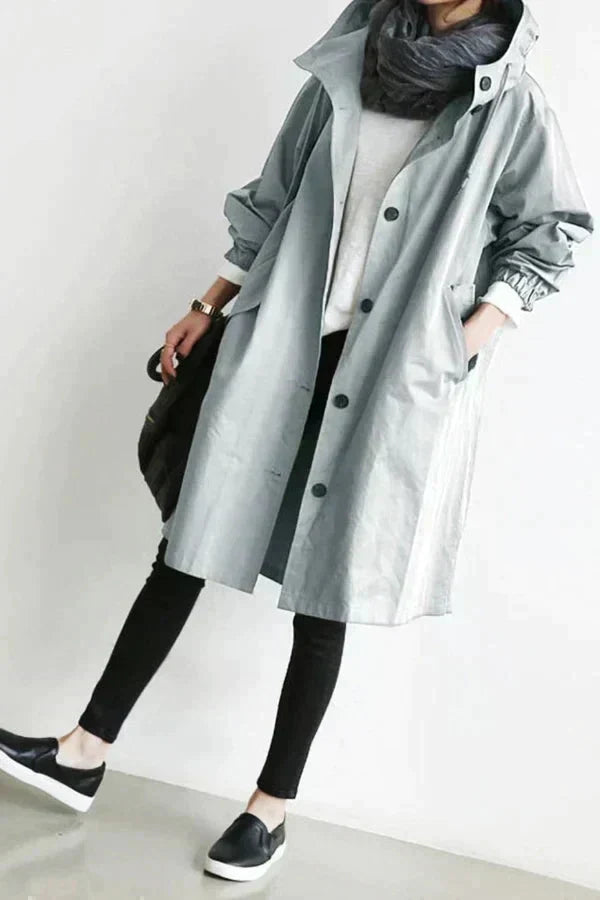 DORO | Oversized płaszcz trench z kapturem
