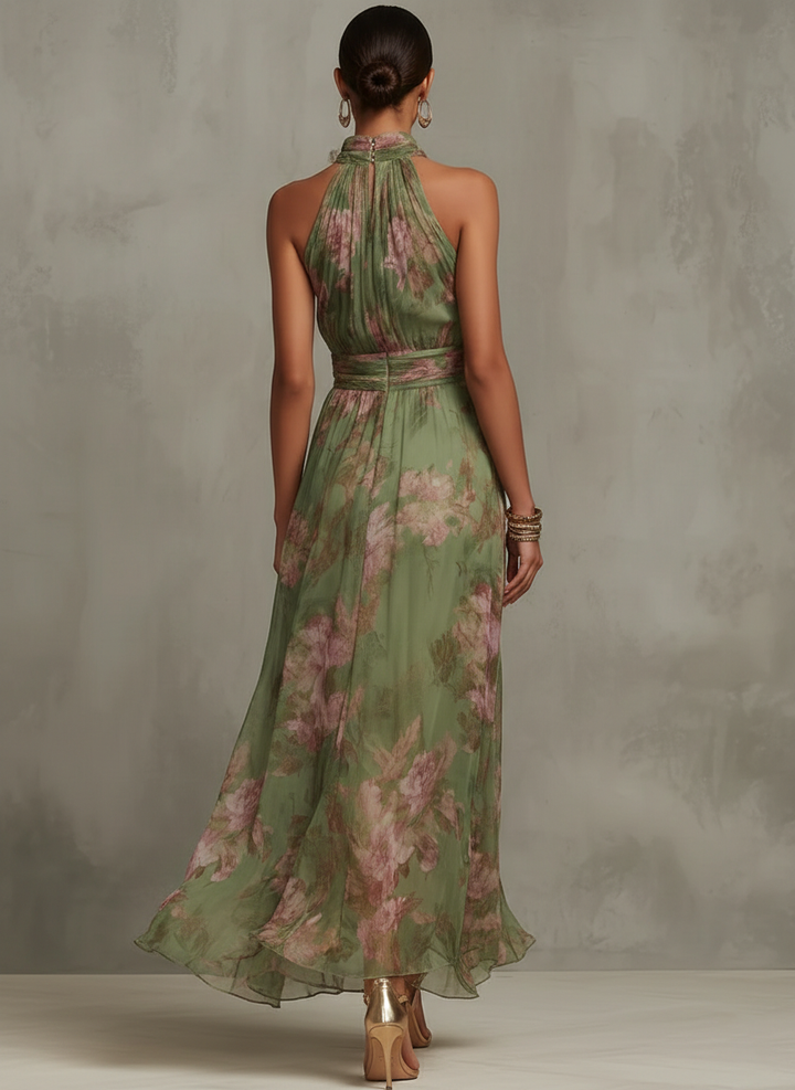 Livia - Elegancka Sukienka Maxi z Kwiatowym Wzorem