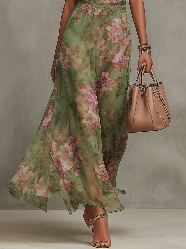 Livia - Elegancka Sukienka Maxi z Kwiatowym Wzorem