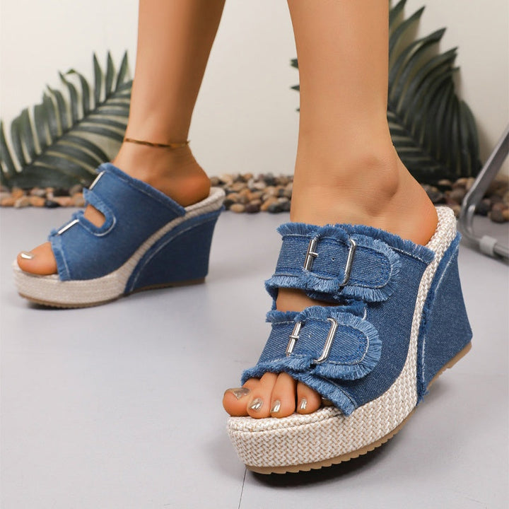 Kendra™ | Eleganckie Sandały Jeansowe na Platformie – Komfort i Styl na Lato