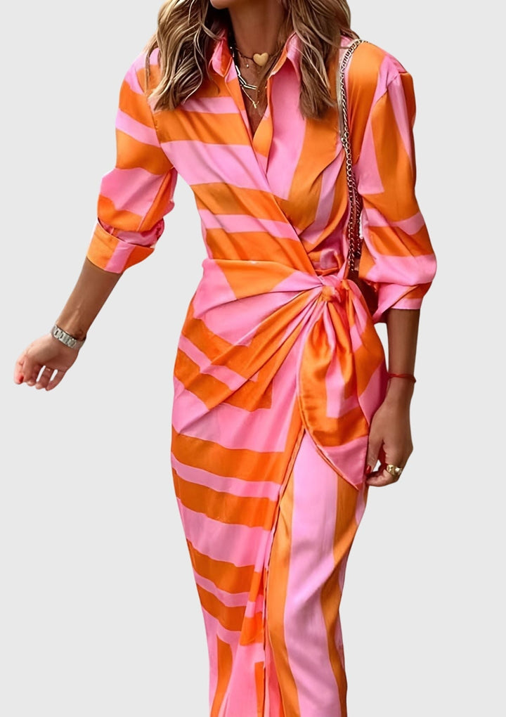 Everly™ | Stylowa Sukienka Kopertowa z Wzorem